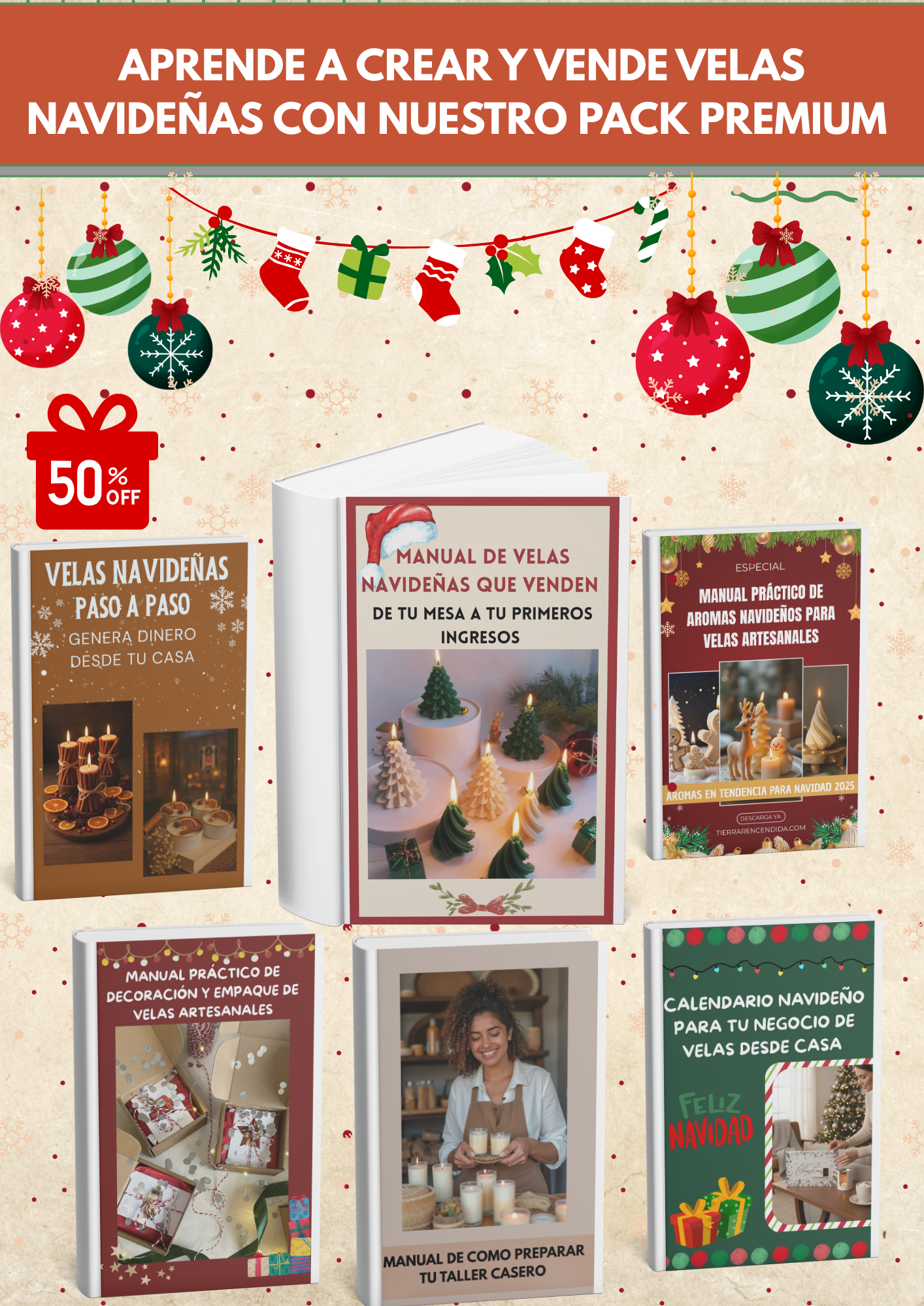 Manual de velas navideñas que venden + 5 BONOS DE REGALO🎁 : de tu mesa a tus primeros ingresos 🔥🔥