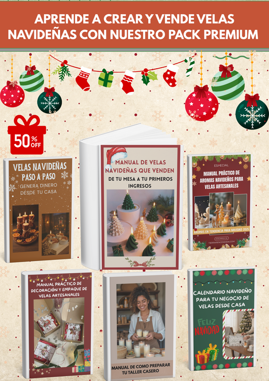 Manual de velas navideñas que venden + 5 BONOS DE REGALO🎁 : de tu mesa a tus primeros ingresos 🔥🔥